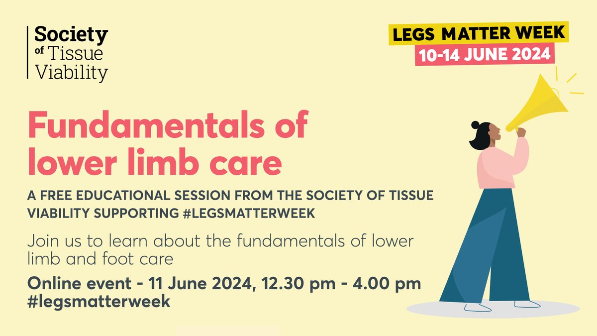 Our 'Fundamentals of lower limb care' half-day session is organised as a part of #legsmatterweek - find out more and register societyoftissueviability.org/whats-on/funda… #legsmatter #legulcers #lymphoedema #oedema #hiddenharmcrisis