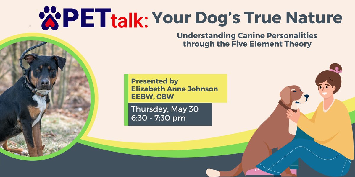 Learn a new way to connect with your pup at the next PETtalk webinar, “Know Your Dog’s True Nature - Understanding Canine Personalities through the Five Element Theory”. This free, virtual talk is set for Thursday, May 30 at 6:30 pm. Register today: CThumane.org/5elementtheory