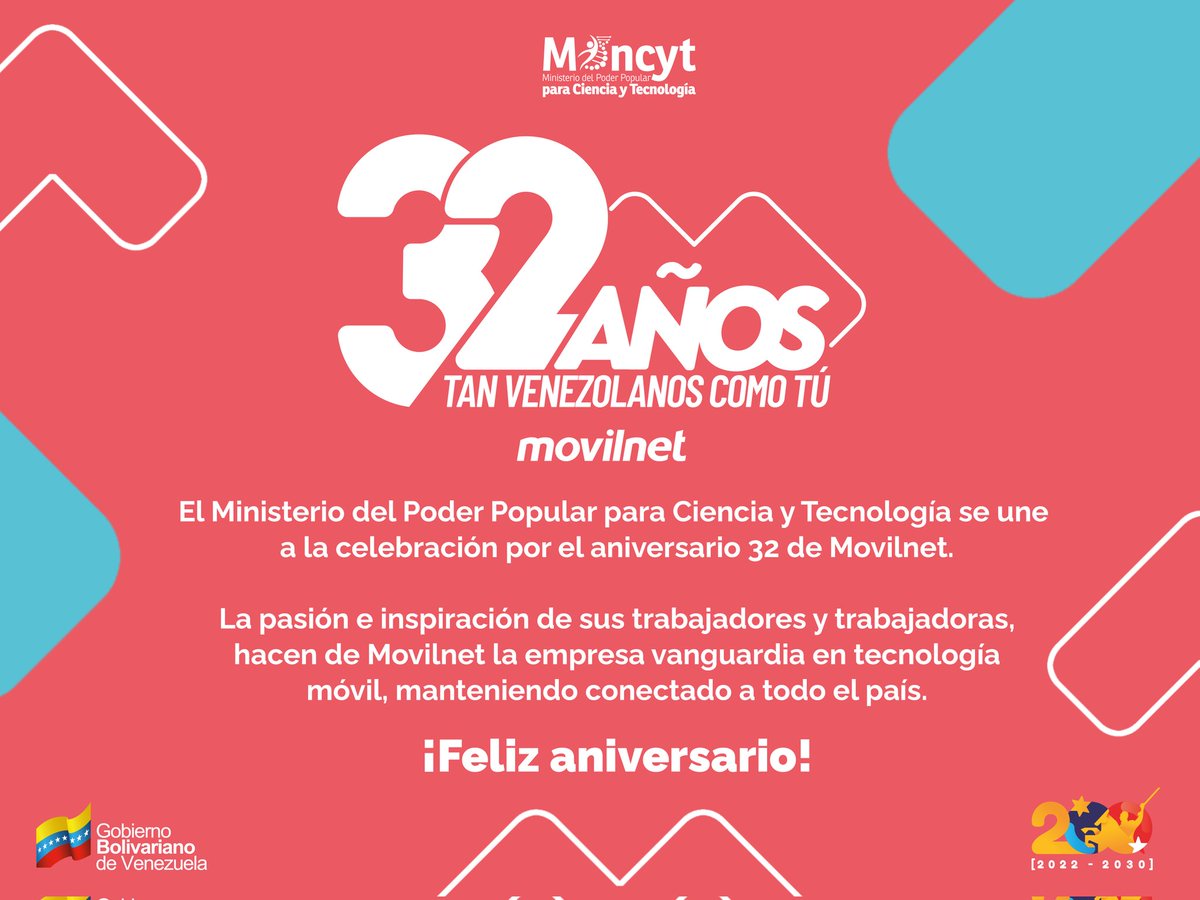#19May <a href="/SomosMovilnet_/">Somos Movilnet</a>  arriba a su 32 aniversario, promoviendo la inclusión digital y contribuyendo al fortalecimiento de las telecomunicaciones en el país

Facilitaciones a todos sus trabajadores y trabajadoras por su compromiso y entrega tinyurl.com/4ww8tjsx

#YoSigoAMaduro