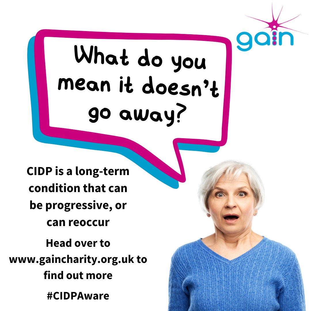 If you’ve got #CIDP then the chances are it will get worse or you’ll have a reoccurrence. Learn more about supporting your friends and family with CIDP and be #CIDPAware at gaincharity.org.uk