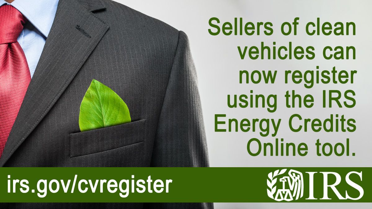 #IRS launches a free Energy Credit Online tool for sellers of clean vehicles. Read about it at: buff.ly/4a4DAoO

#HallsIRSTaxReliefServices #taxlien #stopIRS #taxrefund #taxplanning #taxlevy #taxprofessional