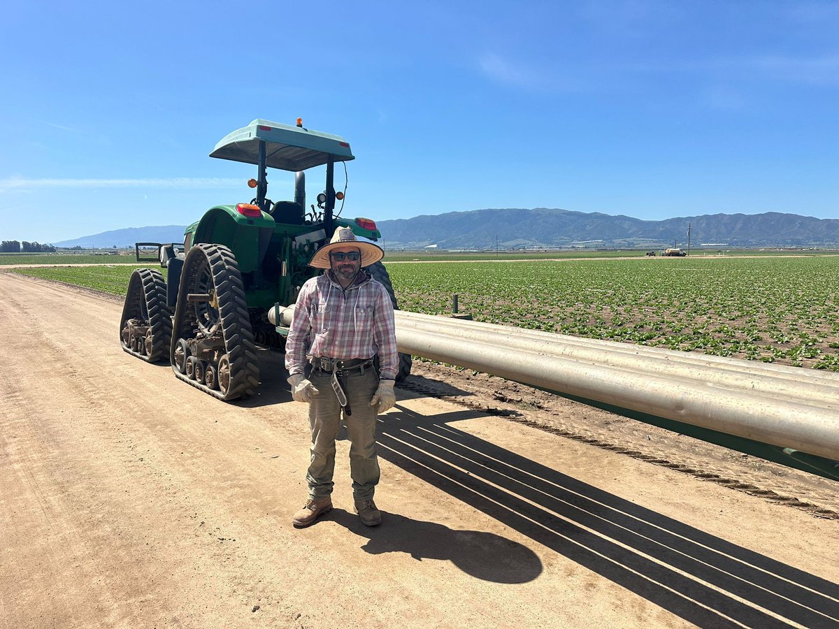 Luis works 9 hours a day , Monday – Saturday prepping the fields for the plantings of lettuce and broccoli in Salinas CA. The pipes used for irrigation easily weigh 20 pounds each and the pipes are moved dozens of times per day. #WeFeedYou