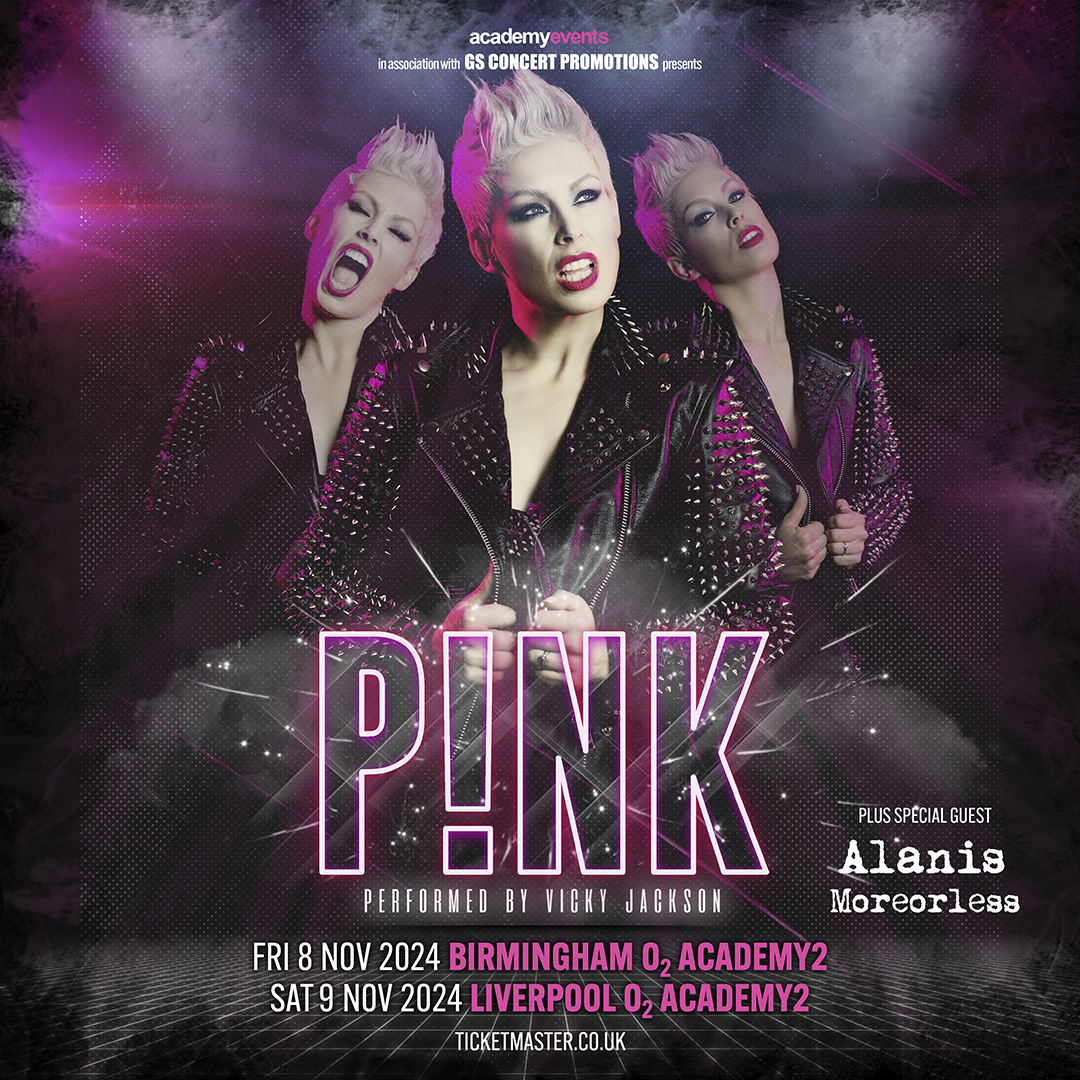 .@VickyJackson has worked closely with costume makers to replicate a range of outfits to keep her ‘Pink Tribute Show’ up-to-date. Featuring Alanis Moreorless. 📆 Fri 8 Nov @O2AcademyBham 📆 Sat 9 Nov @O2AcademyLpool 🎟️ Tickets 👉 amg-venues.com/wKw850R1laL