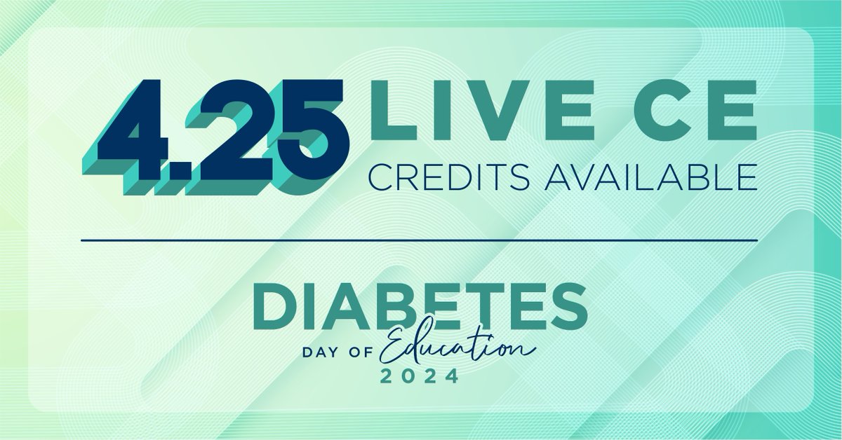 Join us Tuesday, May 21st, for our Diabetes Day of Education and earn 4.25 live CE credits! Register now: bit.ly/4azZpgG #Diabetes #iCGM #DiabetesDoE #PTCE #FreeCE