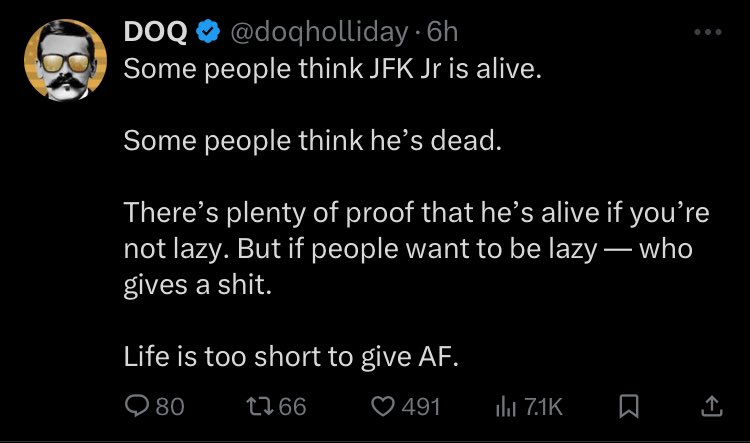 “If you put in the work you would know JFK Jr is alive. I’m not going to hold your hand and walk you through all the evidence . Do your own research.” The petty infighting of QAnon is a sight to behold.