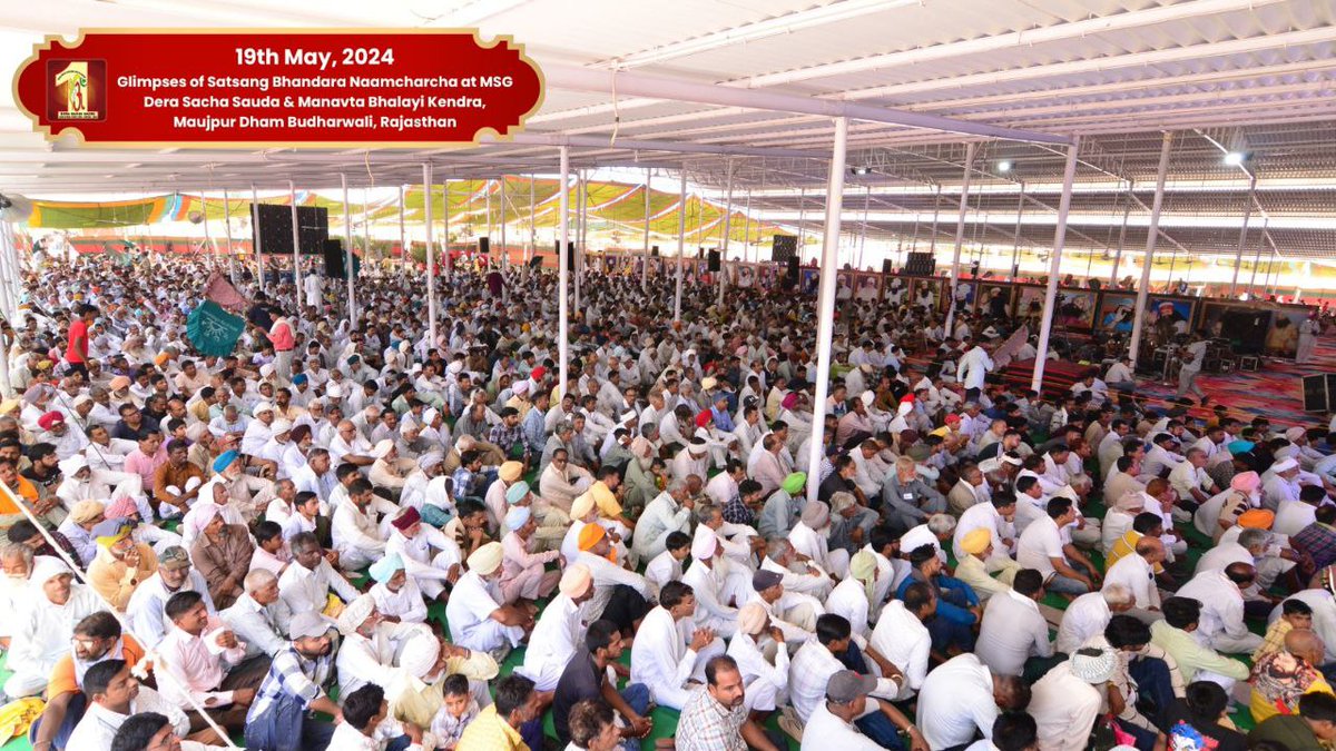 Today celebrated Satsang bhandara in budharwali Rajasthan in which large number of people adopted precious word of Ram Rahim ji, done one welfare work, and end of #SpiritualSunday eating yummy langar.