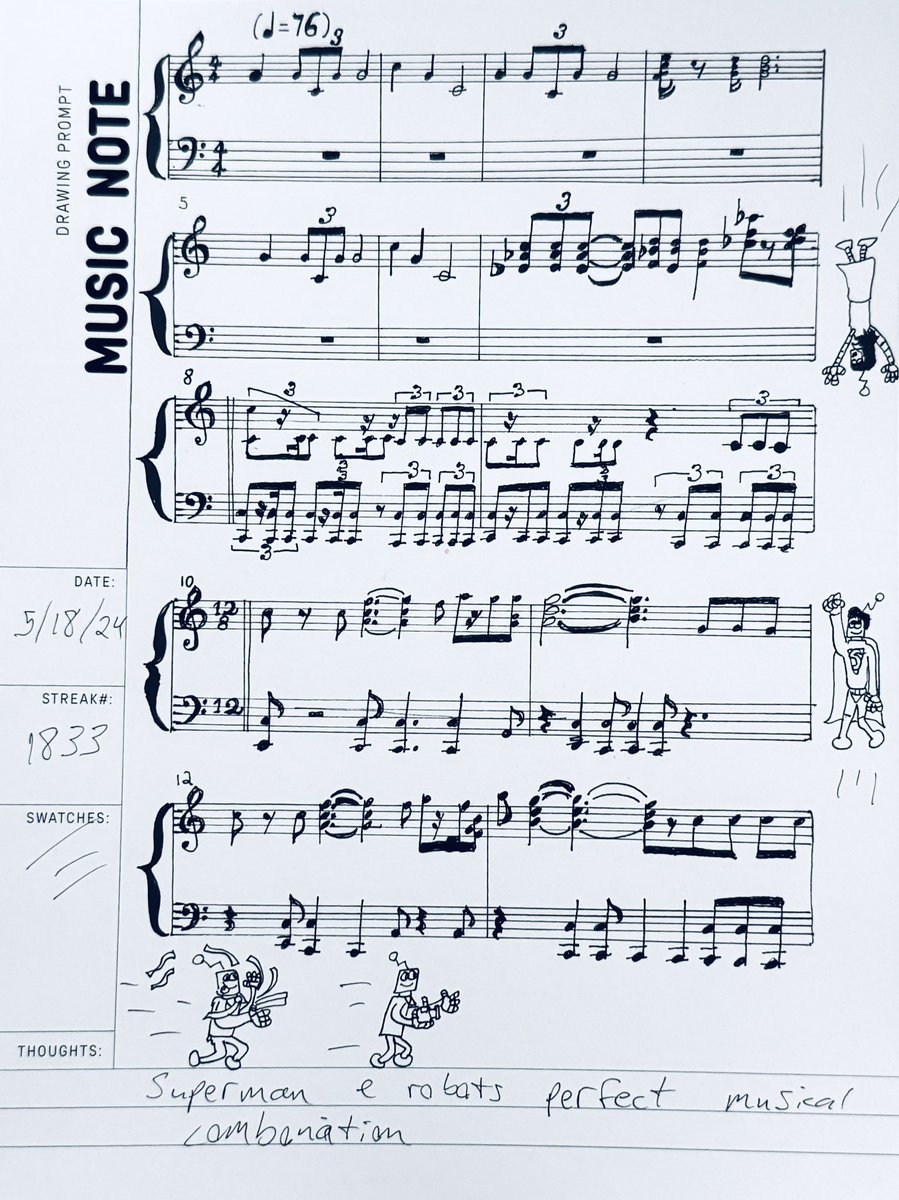 SoundtrackAlley's tweet image. Had to share this…

Day 19. Music Note. Can’t get much better than John Williams and the Superman theme. #MusicNote #InTheShapeOf #SimpleDailyDrawing #May2024 #DrawingPrompts #Robots #frumpysketch #johnwilliams #supermantheme