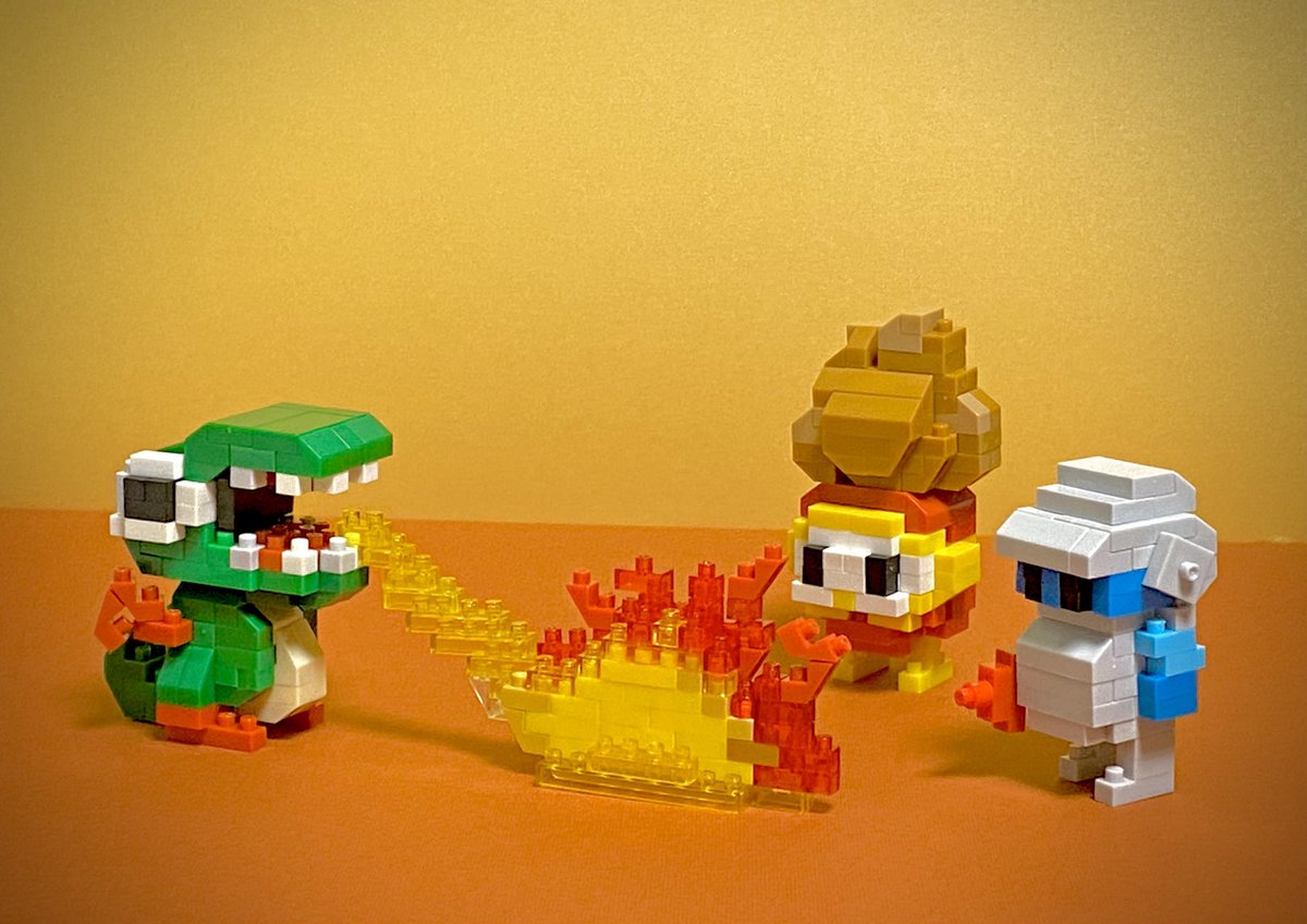 #nanoblock #ディグダグ  #digdug 
 ディグダグキャラに岩とファイガーの炎を追加しました！