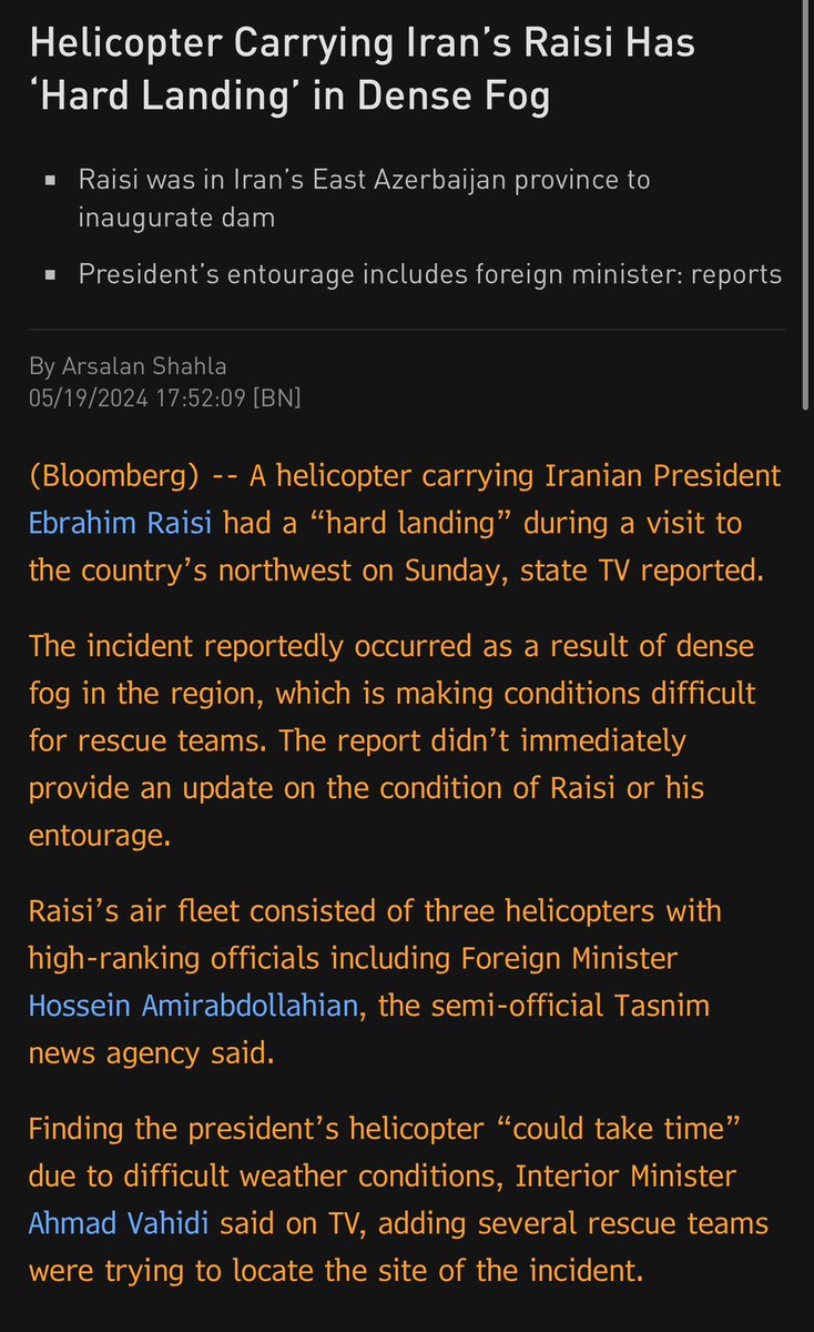Breaking: Iranian President involved in a Hard Landing incident per state TV
