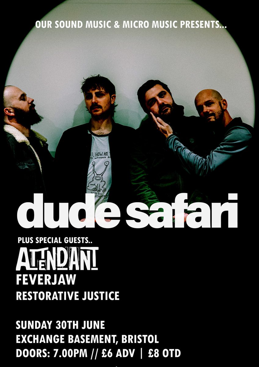 NEW SHOW And it's a beauty! @exchangebristol June 30th alongside @dude_safari @AttendantBand & Restorative Justice You'd be a fool to sleep on this line up! skiddle.com/whats-on/Brist…