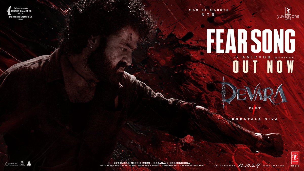 All Hail……All Hail…🔥🔥 The waves have come in full force to celebrate the Lord of Fear in all his glory ❤️‍🔥❤️‍🔥 #FearSong out now! youtube.com/watch?v=CKpbdC… An @anirudhofficial Musical 🎶 #Devara #DevaraFirstSingle Man of Masses @tarak9999 #KoratalaSiva #SaifAliKhan