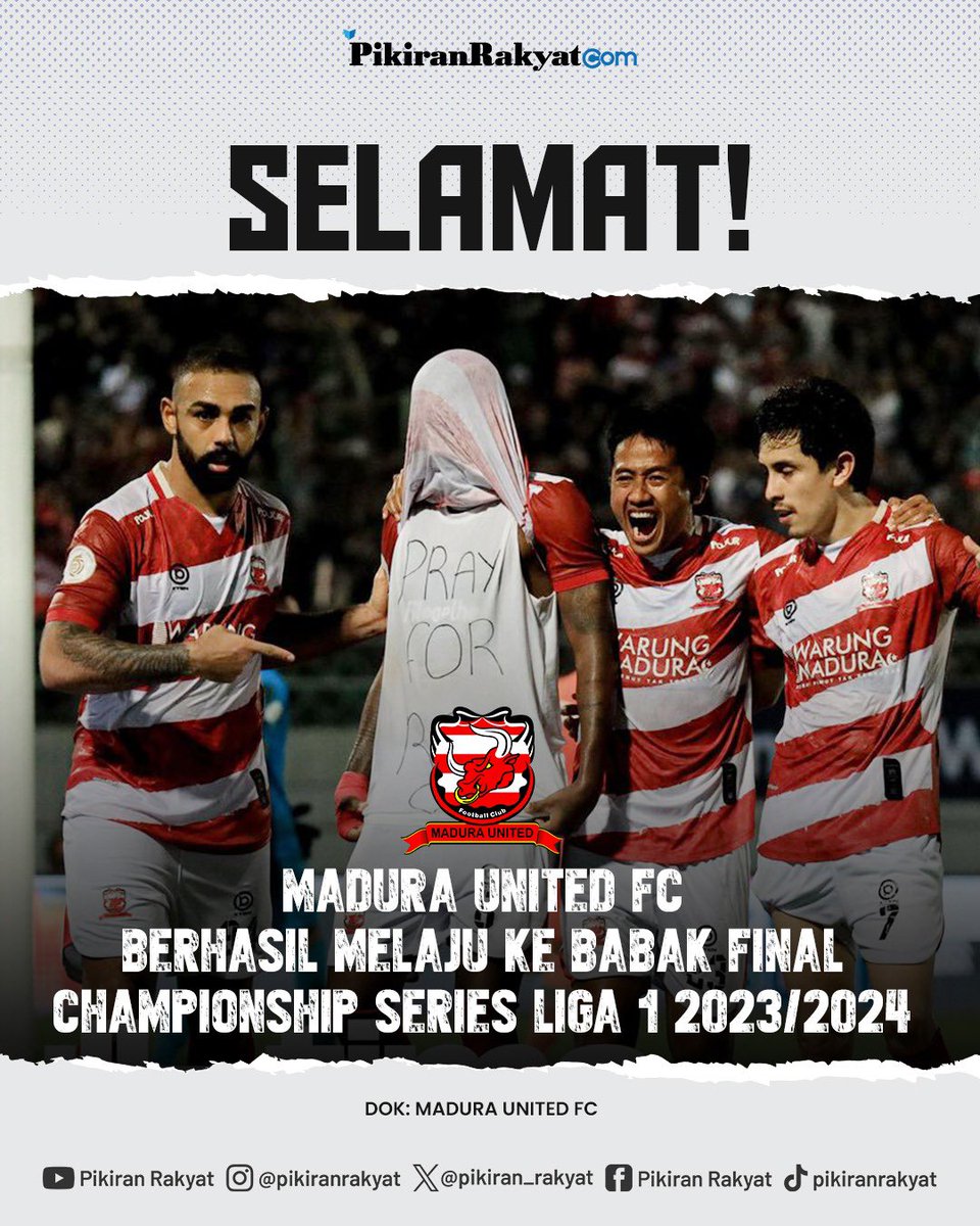 Selamat Madura United FC!! Madura United FC berhasil meraih kemenangan atas Borneo FC dengan skor 3-2(Agregat 4-2) di Stadion Batakan Balikpapan. Dengan skor tersebut, Madura United akan melaju ke babak final. Nantinya Madura United akan berhadapan dengan Persib Bandung di