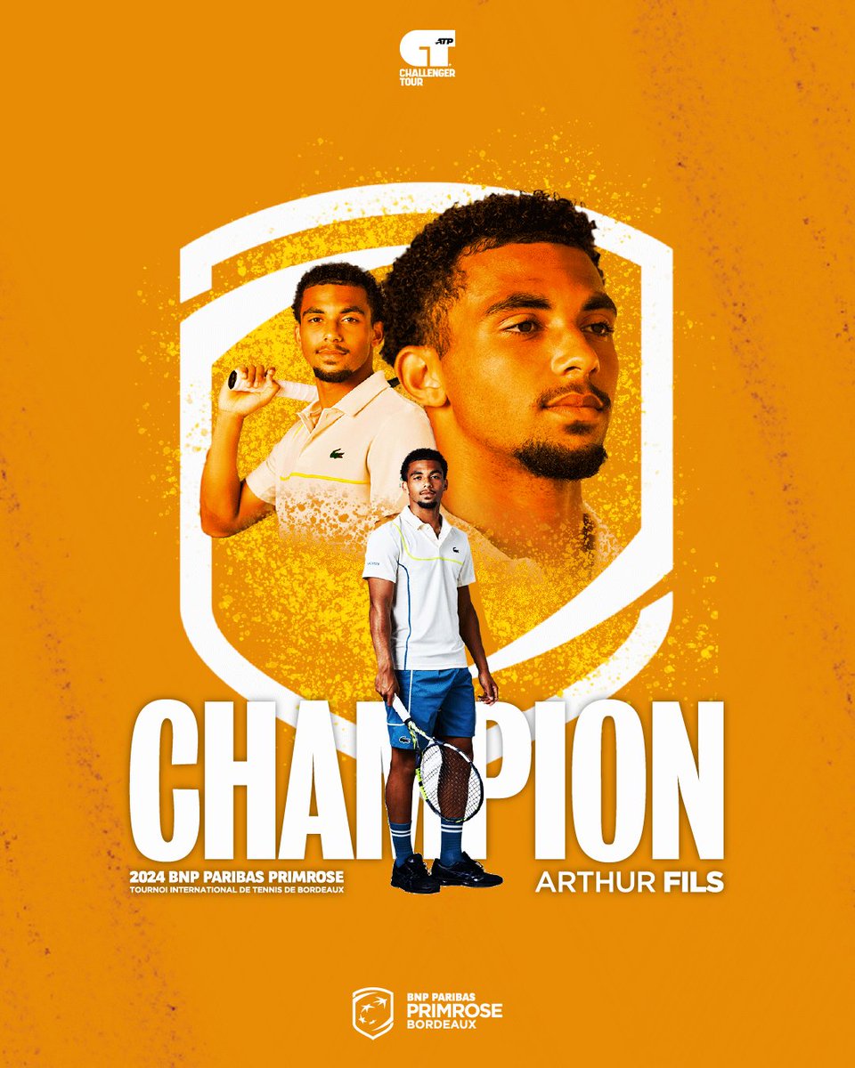 ARTHUR FILS, CHAMPION 2024 🏆

Le français, tête de série 1, remporte la 15ème édition du BNP Paribas Primrose 💪

Après une très belle semaine, il se défait de l'espagnol <a href="/PedroMPortero/">Pedro Martínez</a> sur le score de 6-2/6-3 !  

Bravo champion <a href="/ArthurFils1/">Arthur Fils</a>🇫🇷🔥

#BNPPprimrose #tennis #bordeaux