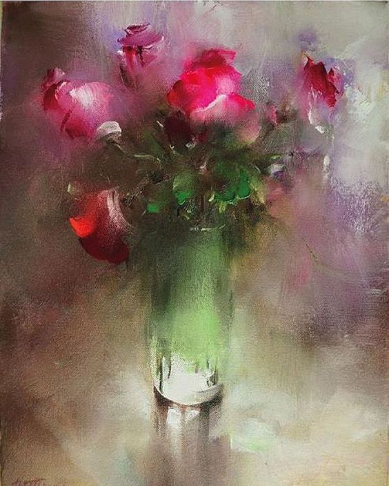 Good Afternoon 💖
.
#FlowersonSunday #StillLifePainting
.
Art by Vitaly Trubanov .