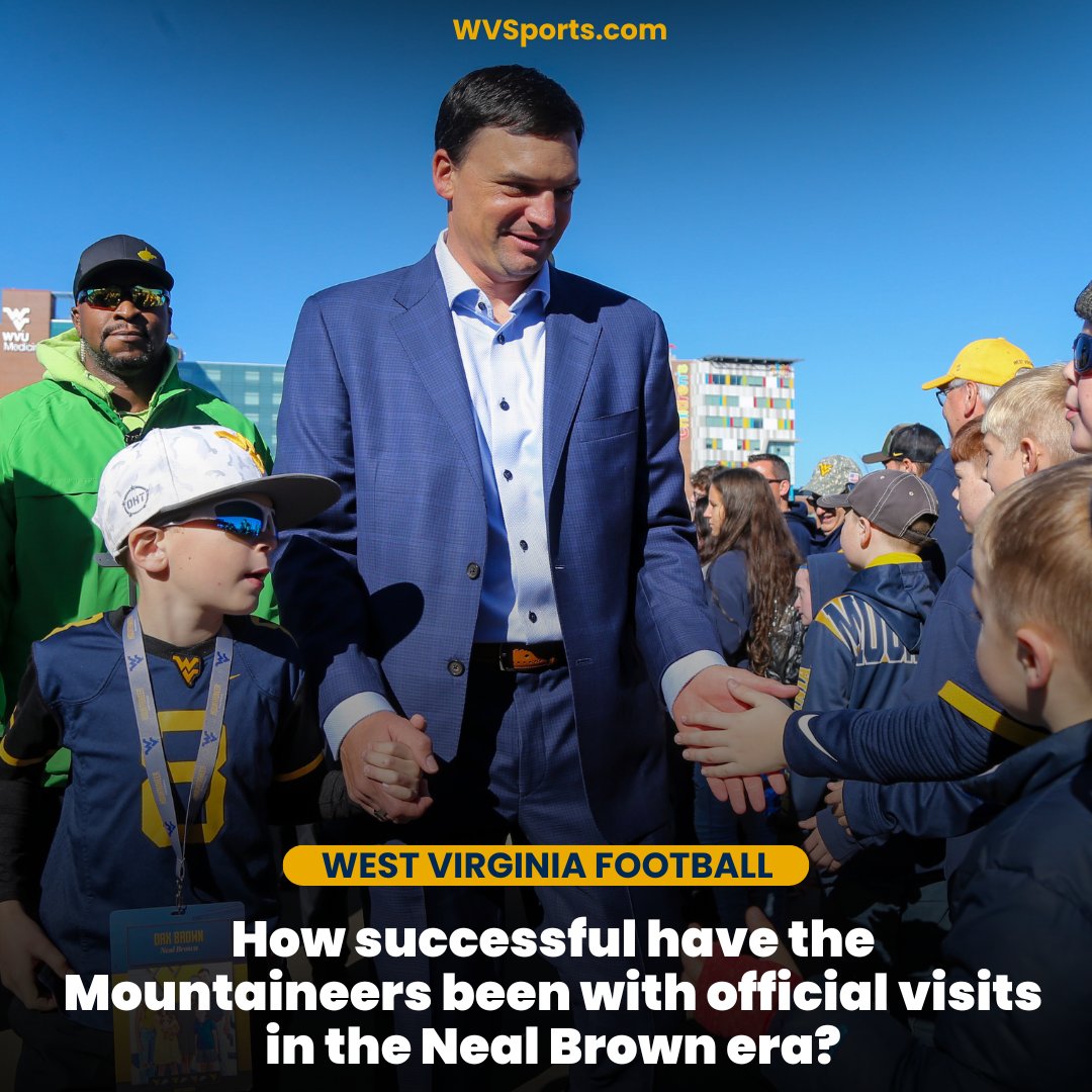 Read 👉 gowvu.us/18s

#WVU's football program has successfully signed 54% of recruits who visited campus during Neal Brown's tenure. Let's take a look at the details. #HailWV