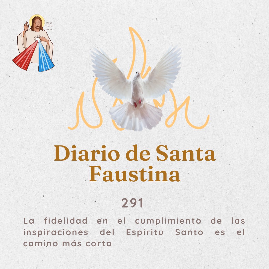 Nueva frase del Diario de #SantaFaustina, con la frase de hoy reflexionamos sobre como el #EspirituSanto actúa en nosotros. #FelizdíadePentecostes