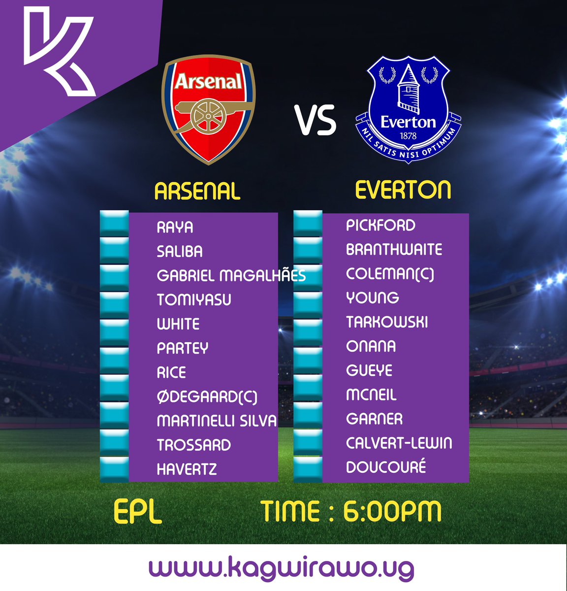 Bukayo Saka is NOT included in Arsenal's squad for their must-win game vs. Everton Bet via kagwirawo.ug #KagwirawoUpdates | #ARSEVE