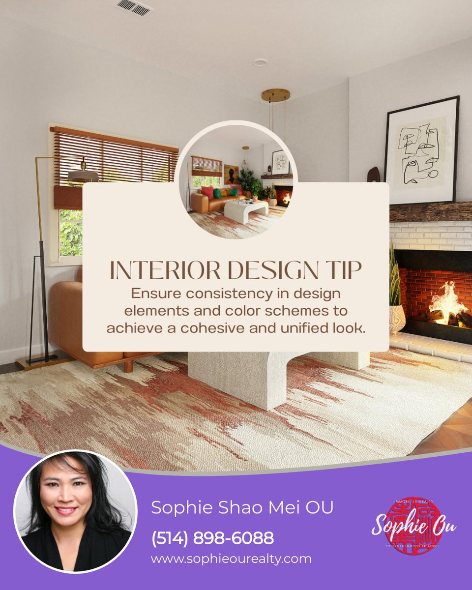 Interior design tip: Consistency is key! Ensure your design elements and color schemes flow harmoniously to achieve a cohesive and unified look in your space. From furniture to decor, let every detail contribute to the overall aesthetic. #montreal #westisland #kirkland #DDO