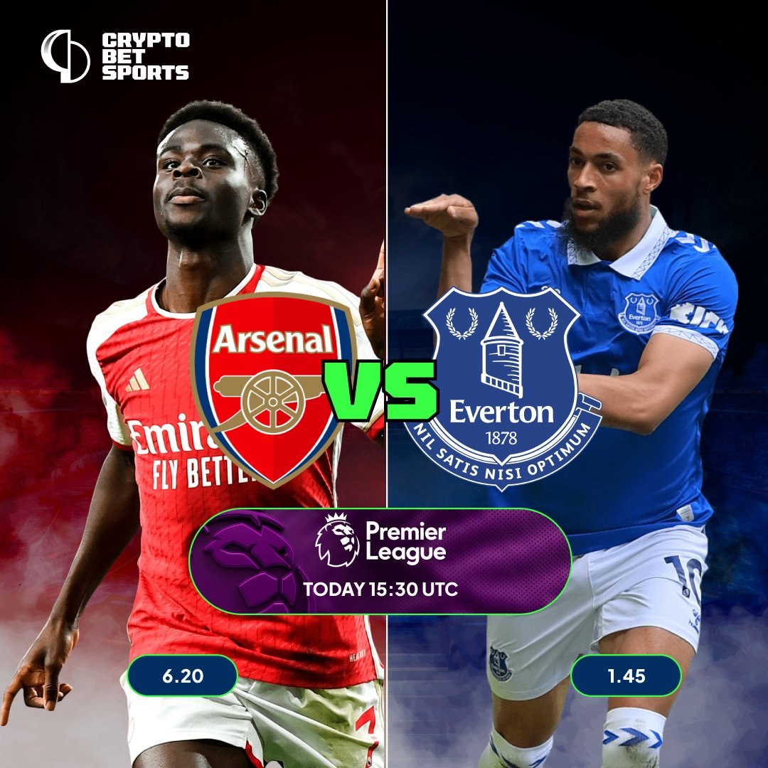 Arsenal take on the Toffees today! Bet now at CryptoBetSports.com