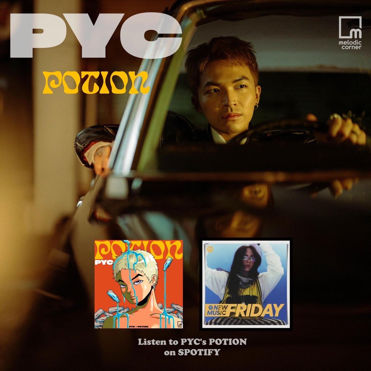 PYCchannel's tweet photo. Is it wrong listening to New Music Friday playlist on Sunday? ABSOLUTELY NOT! Enjoy PYC’s Potion anytime anywhere and any day! 

Thank you Spotify for including PYC’s debut single Potion on New Music Friday playlist. Check it out!

#PYC #Potion #PYCchat #MelodicCorner #MuzikMove https://t.co/ECf7eZzMvF