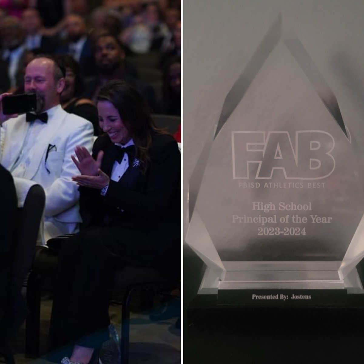 What an honor to be named the high school principal of the year at the FAB awards. Thank you, @FBISDAthletics. Most of all, thank you, @KHS_Cougars, for the best job in the world! Every day is a #greatdaytobeacougar !!! @KempnerABC @Kempner_FB @KempnerVb @KHS_gottarun