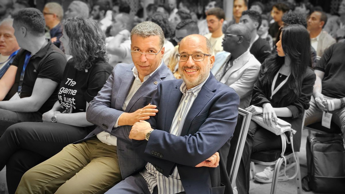 Two people who have played a big role to make the Casablanca Chess Variant possible at the Morocco Chess Week - Tarik Senhaji (left), the CEO of Casablanca Stock Exchange and Hichem Hamdouchi, the first and only GM of Morocco.