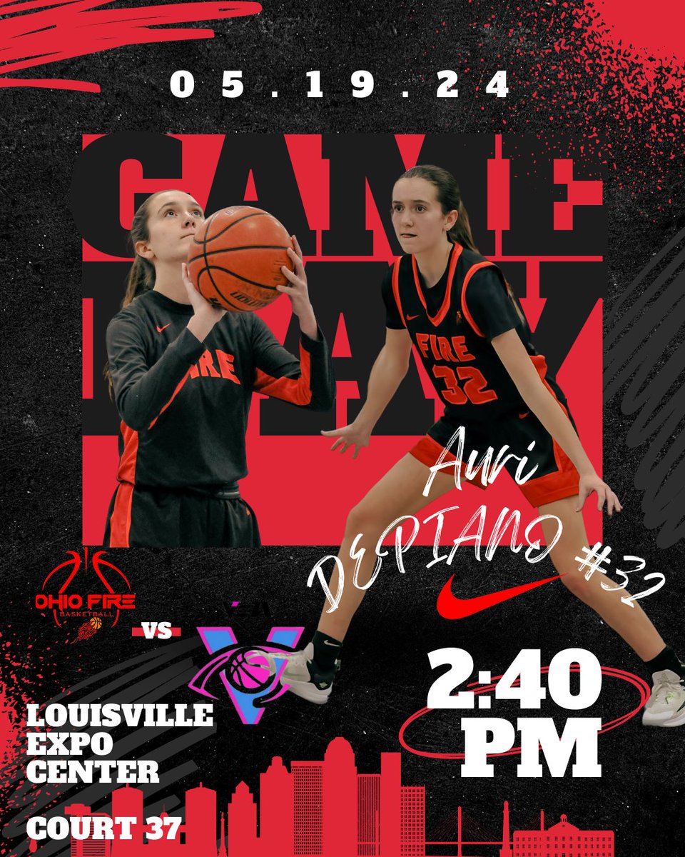 Gameday🔥🏀🔥 in the Ville! @SelectEventsBB @Ohio_Basketball
@CertifiedBball

🏀  𝐎𝐡𝐢𝐨 𝐅𝐢𝐫𝐞 vs Lady Vision VEA
⏰️ 2:40pm Court 37
📅 May 17th-19th 
📍 Louisville, KY
🪪 Auri Depiano of @setonhsports

#BeTheSpark🔥 | #AllTheSmoke💨