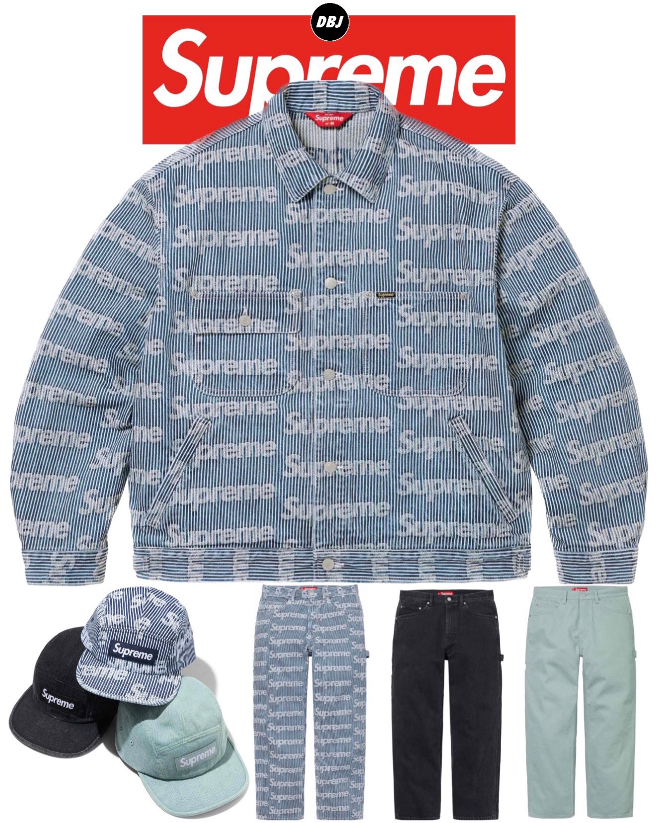 ジャケット・アウター Supreme Denim Chore Trucker JacketStripe Supreme Denim Chore Trucker Jacket (SS24) - $228