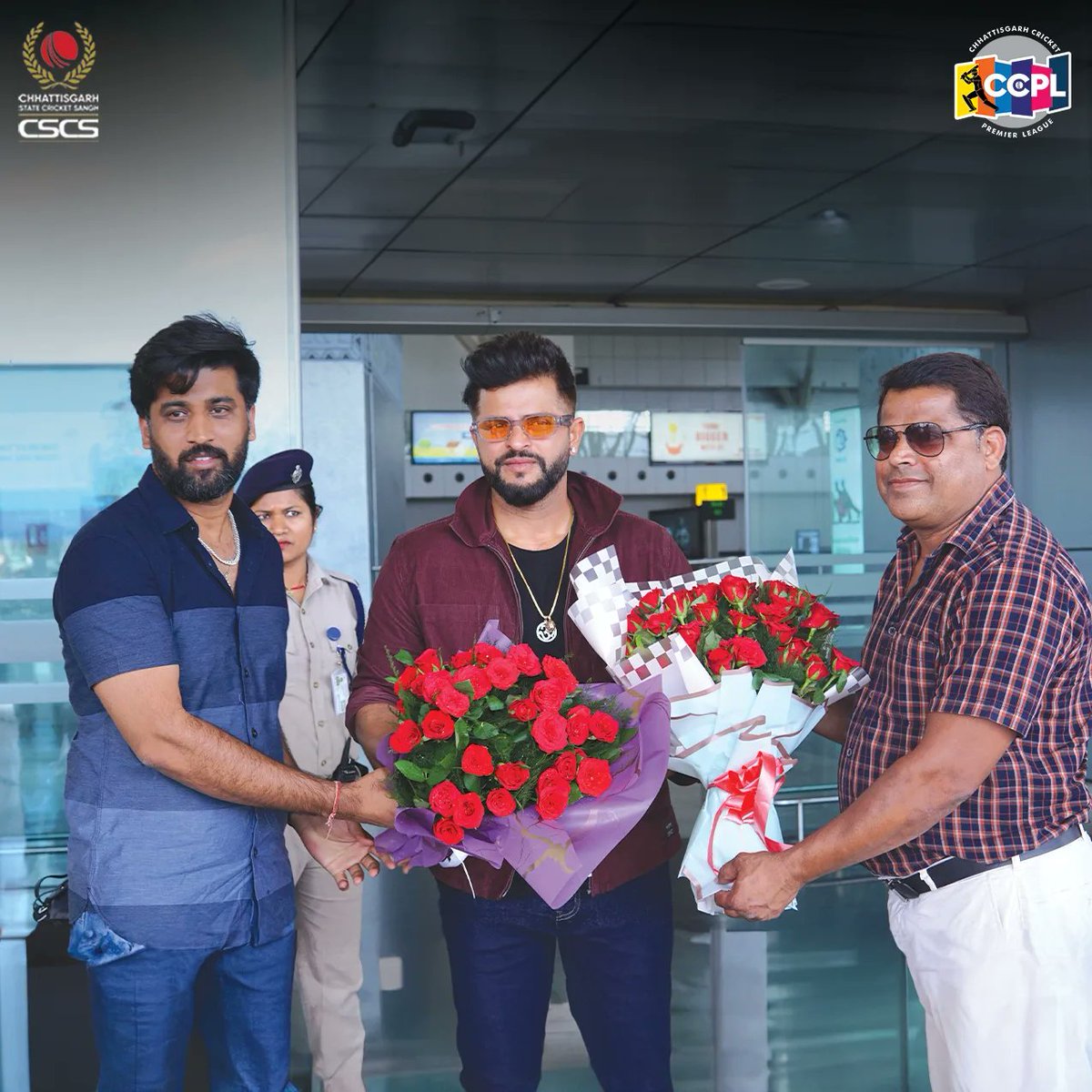 A champion arrives, and the stage is set! The legend @ImRaina, appointed #BrandAmbassador of the league, touched down in Raipur and was warmly welcomed by our CEO. #CCPL2024 #SureshRaina #CCPLAnnouncement #ChhattisgarhCricket #CCPL #CSCS #CricketPremierLeague #TeamCSCS #GoTeamCG