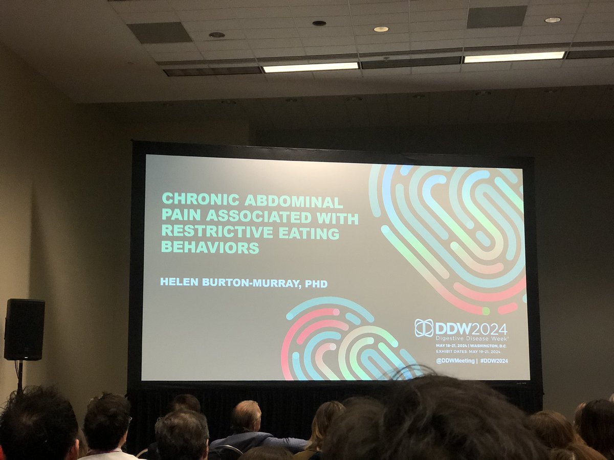Next up: @DrHBurtonMurray discussing chronic abdominal pain and restrictive eating behaviors - can’t wait to hear! #DDW2024