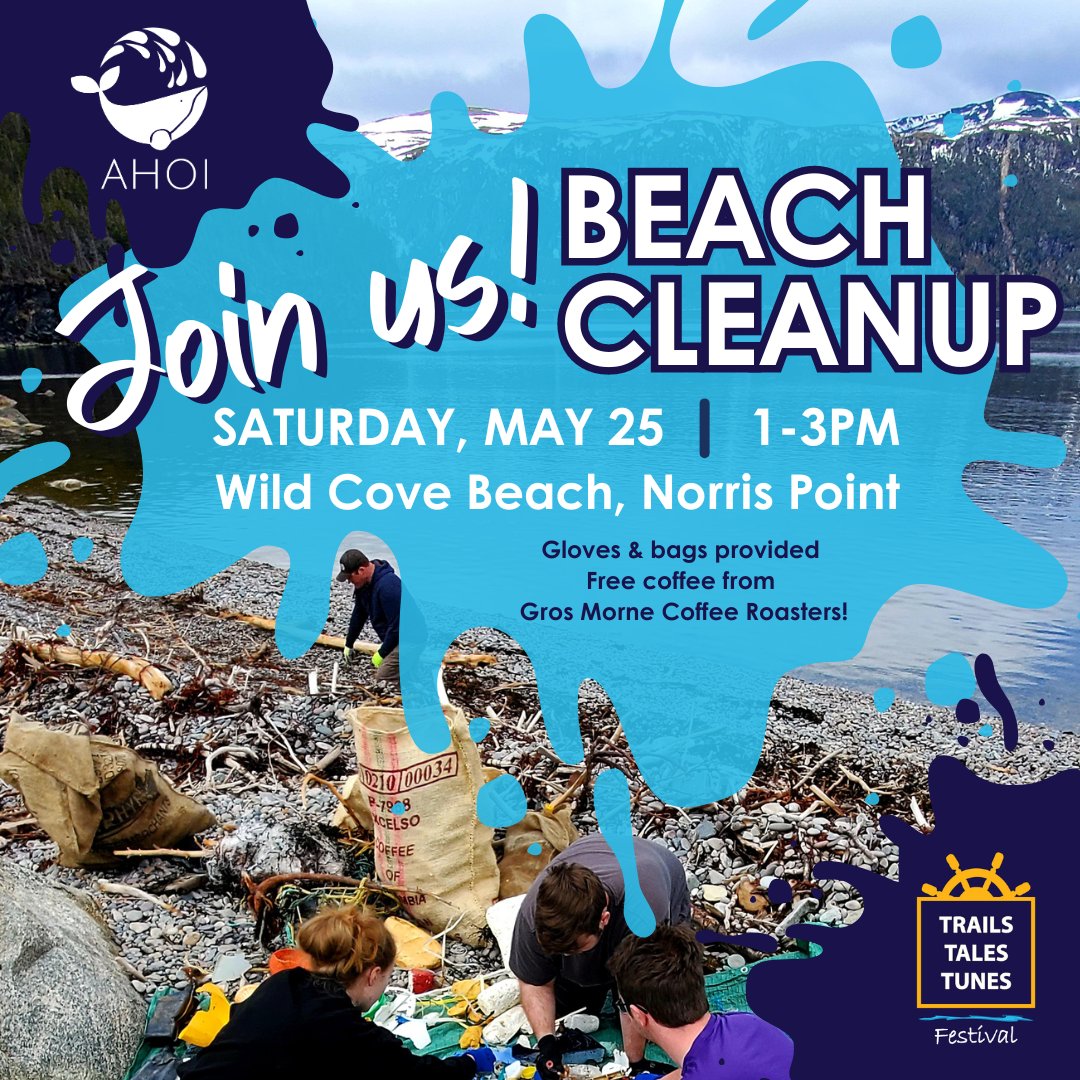 Grab your friends and family and meet us at Wild Cove Beach in Norris Point for our first community beach cleanup of the year. Gloves and bags provided and there will also be free coffee from our friends at Gros Morne Coffee Roasters 🙂

#AHOIWasteBusters #BeatPlasticPollution
