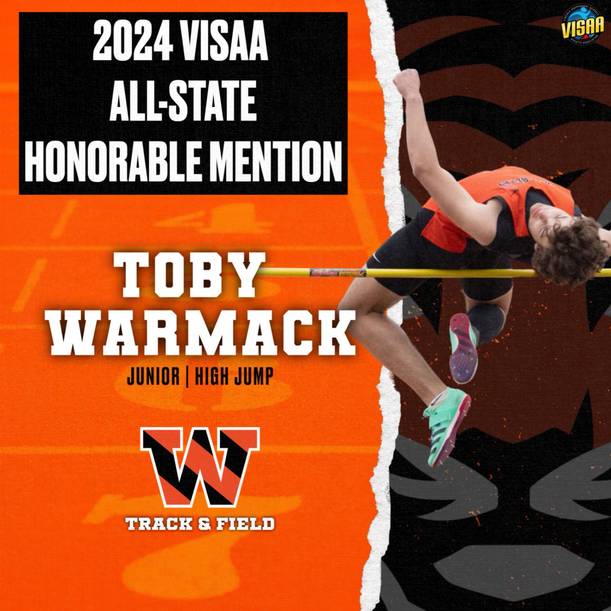 Congratulations to Toby Warmack '25 who achieved All-State honors yesterday at the VISAA State Track and Field Championships in the high jump!