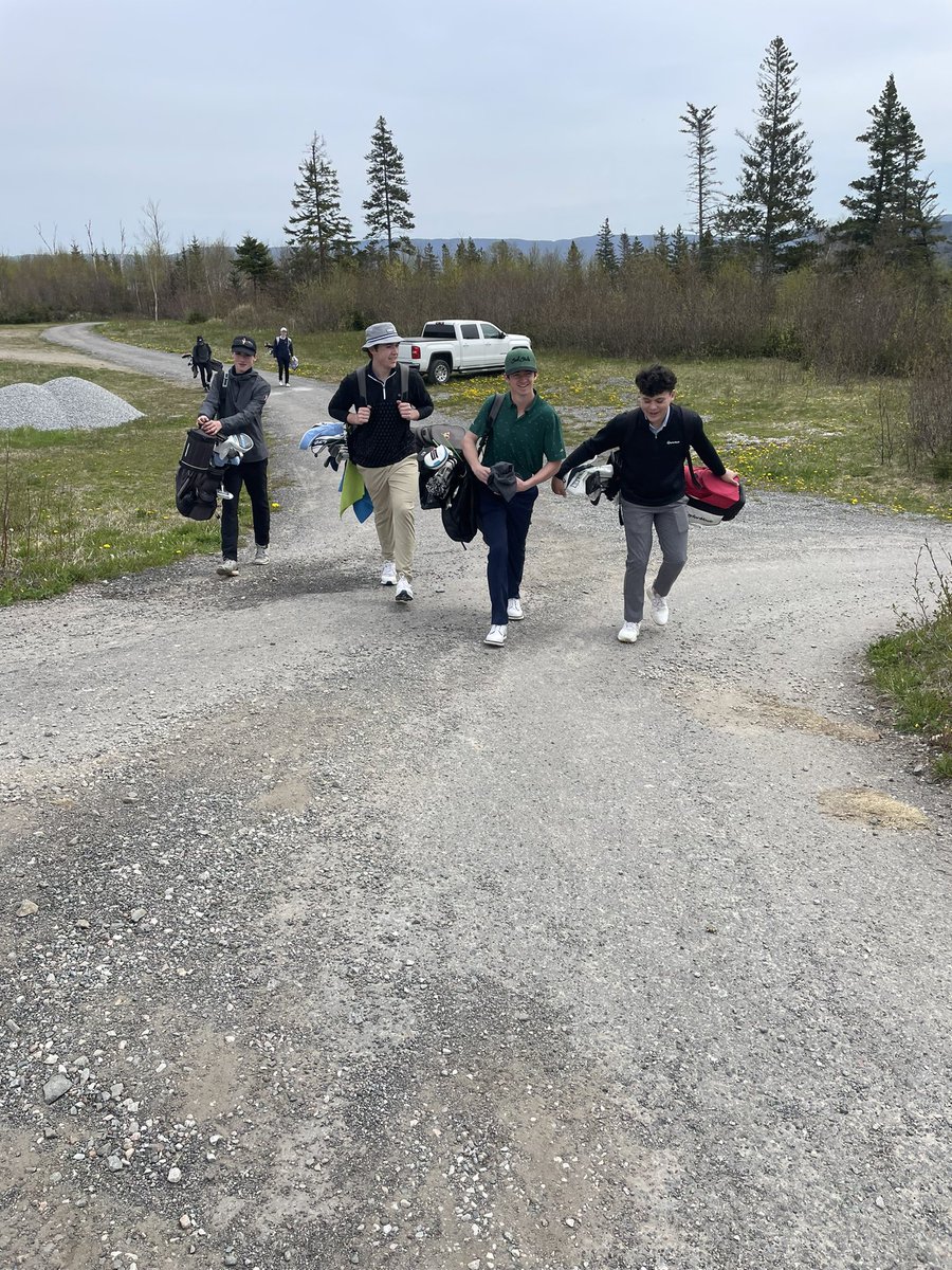 A few of our junior boys walking in for lunch before teeing off <a href="/HumberValleyRes/">Humber Valley Resort</a>!
