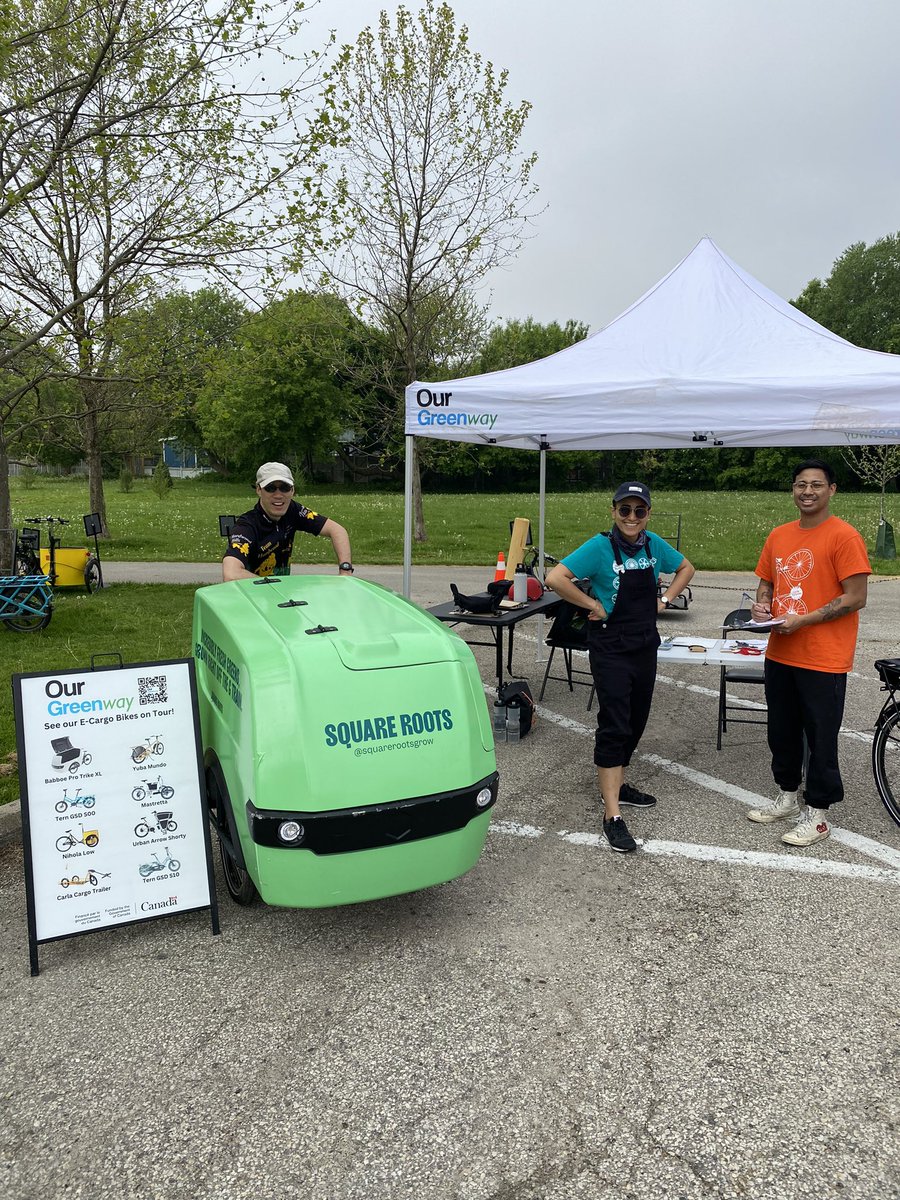 With <a href="/OurGreenway/">Our Greenway</a>  from 10am to 2pm today for their Zero Emission Vehicle Awareness Initiative (ZEVAI) at the Community Environment  Day

Fairfield Park at 90 Lothian Ave. 

Take an E-cargo bike out for a test ride.

h /t <a href="/CllrAmberMorley/">Amber Morley</a> <a href="/CycleToronto/">Cycle Toronto</a> 
#BikeTO #TransformTO