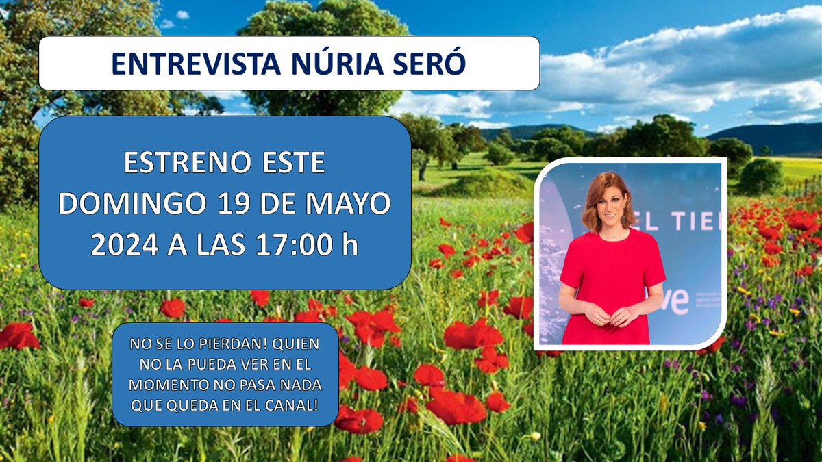 RECORDATORIO!! 🗣️ Entrevista a Núria Seró estreno este domingo a las 17:00 h en el canal! @Nuria_Sero Enlace 👇 youtu.be/A8adijxdexo?si…