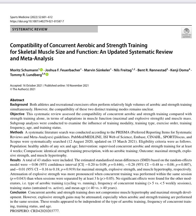 Combining aerobic and strength training doesn’t compromise muscle hypertrophy or maximal strength development. 🍀 Once again, what seems to be logic is not proved correct ✅