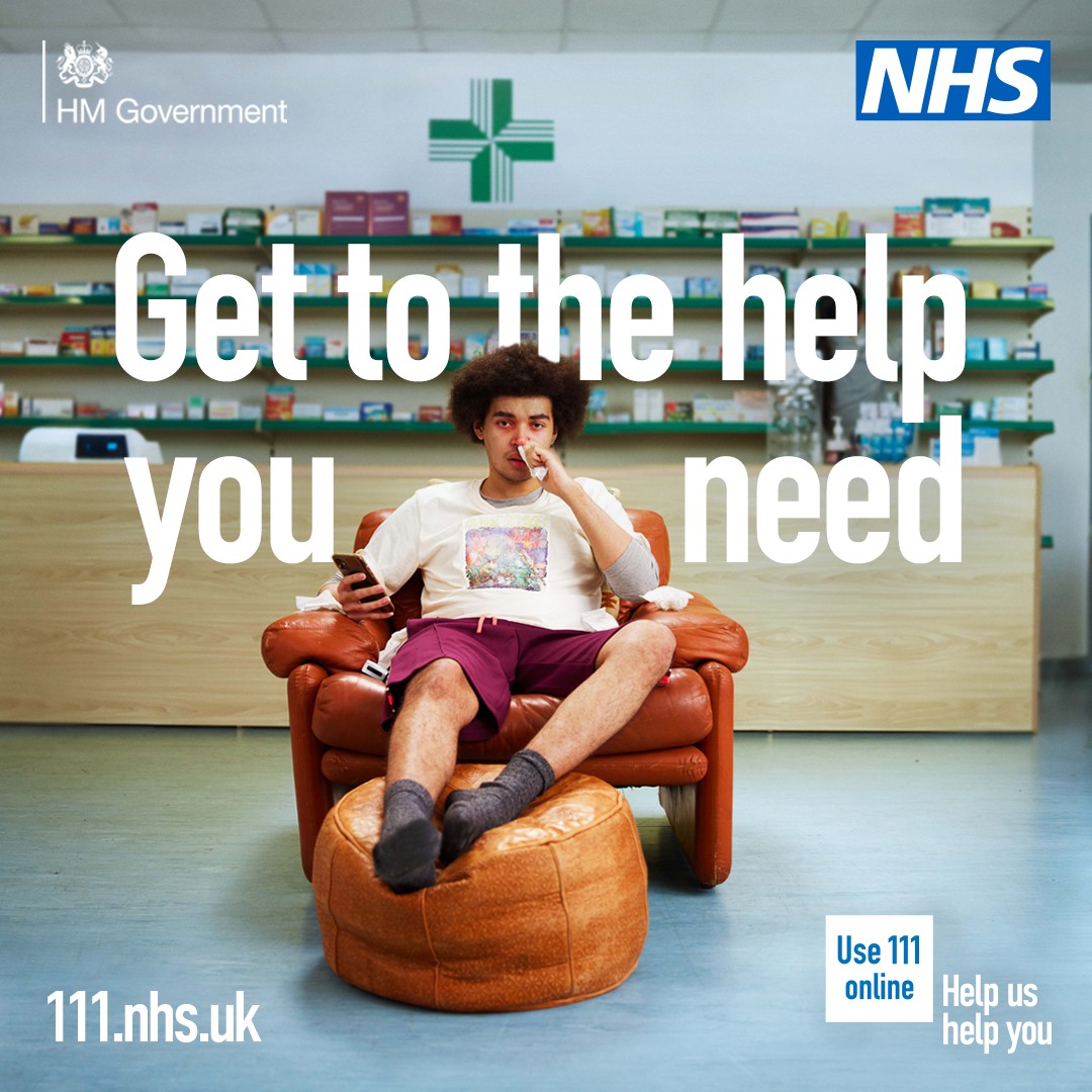 Use 111 online to get assessed and directed to the right place for you, like a consultation with a pharmacist. ➡️ 111.nhs.uk