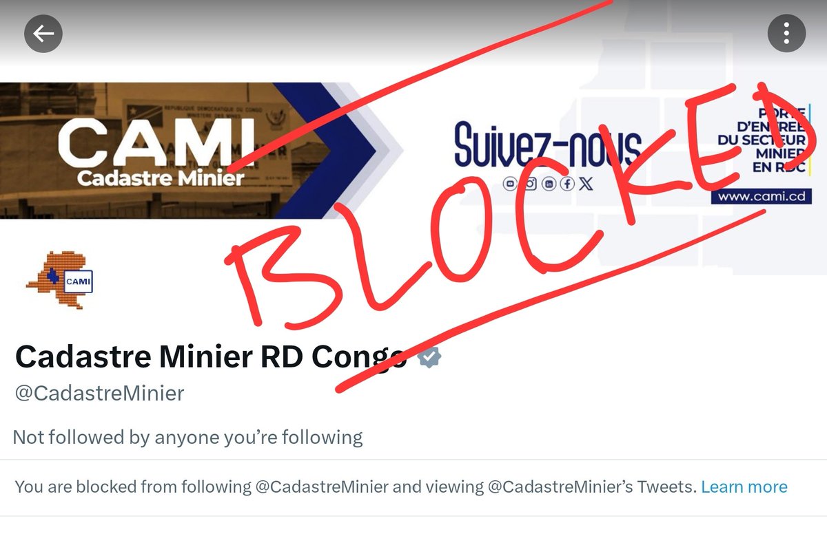 Dear 20,500 @AvzMinerals shareholders @CadastreMinier (#CAMI) has launched an extensive & rampant X-Blocking campaign against $AVZ investors X accounts. Their reason is obvious - Fear, Uncertainity & Despair amongest many potential foreign investors to NOT invest in #DRC 👇👇