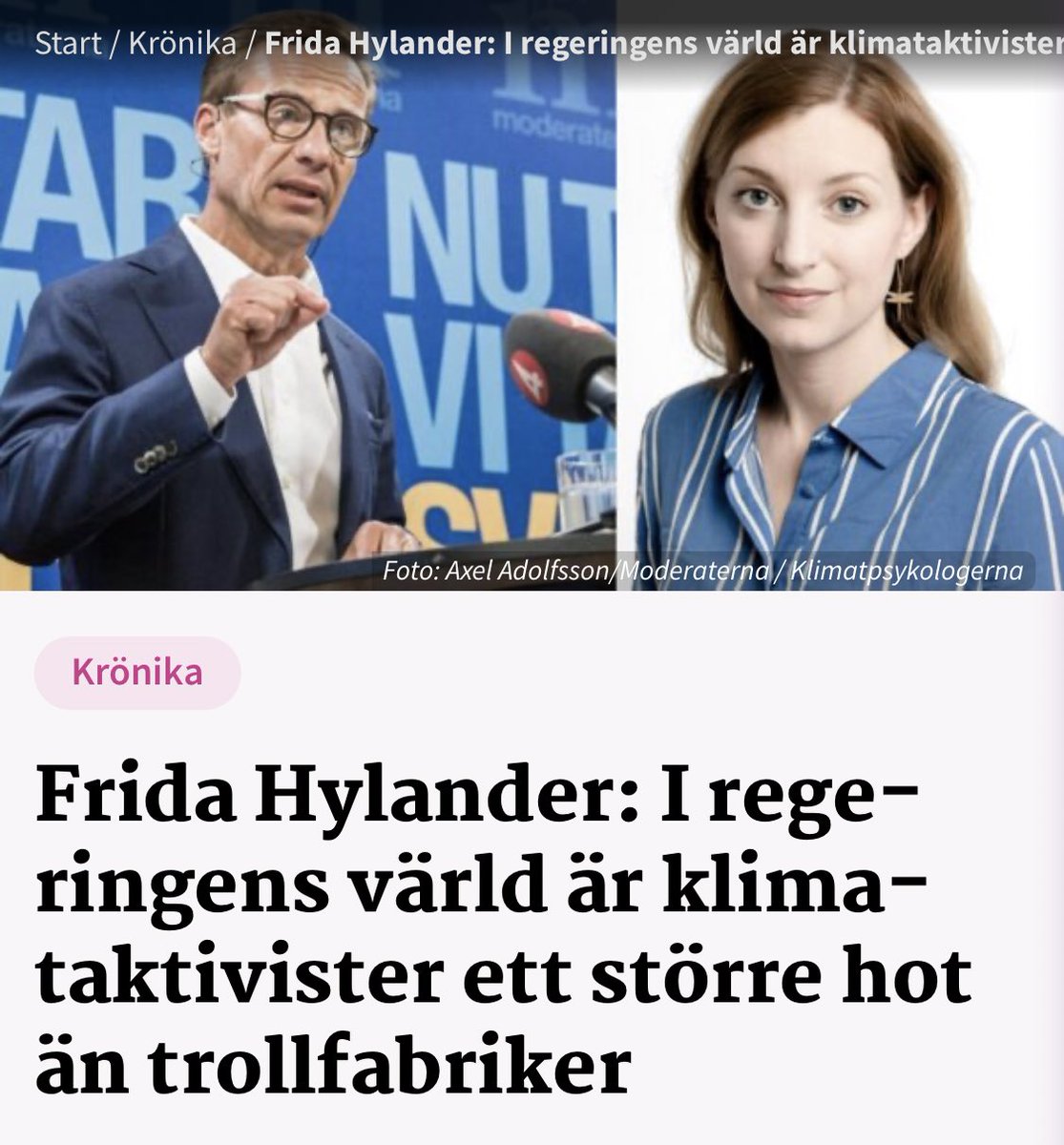 För Tidöregeringen är stickande rebellmammor en större säkerhetsrisk än anonyma nätkrigare bekostade av våra skattepengar. Klimataktivisterna utmanar regeringens makt medan SD säkrar den. Läs @FridaHylander 

 supermiljobloggen.se/kronika/frida-…