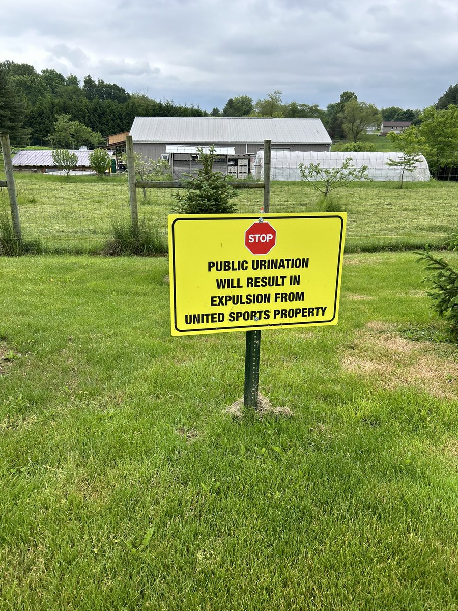 At Charlotte’s lacrosse tournament and the fact that this sign exists means it was a problem for a while, which is upsetting for fields for kids’ sporting events.