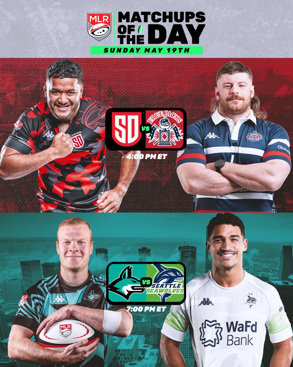 Two Big Time matchups on tap this Sunday! Catch all the @usmlr action live on The Rugby Network. @usmlr | #MLR2024
