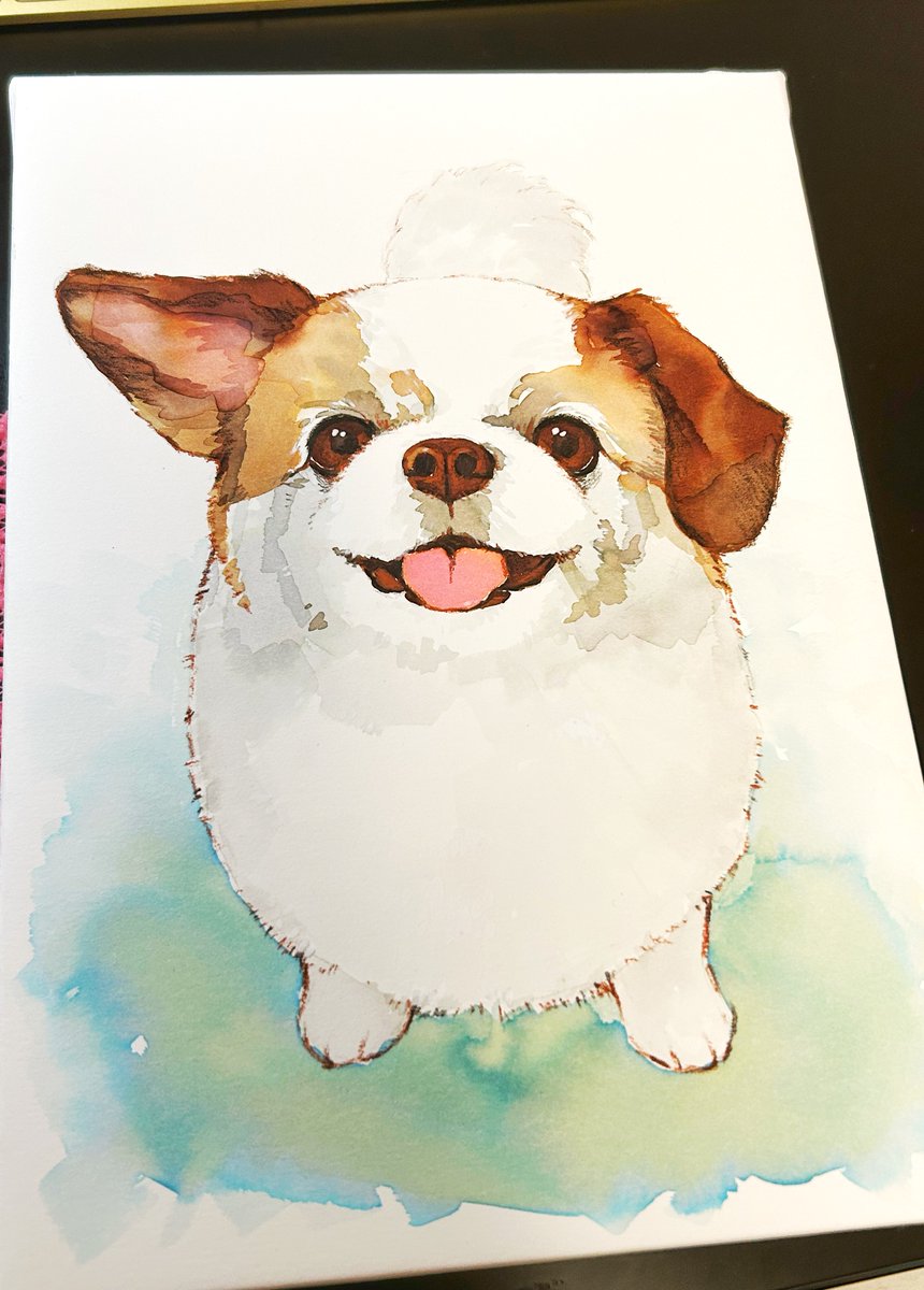 「機会があり、人んちのワンちやんを描かせていただいた happy 」|黒城ろこのイラスト