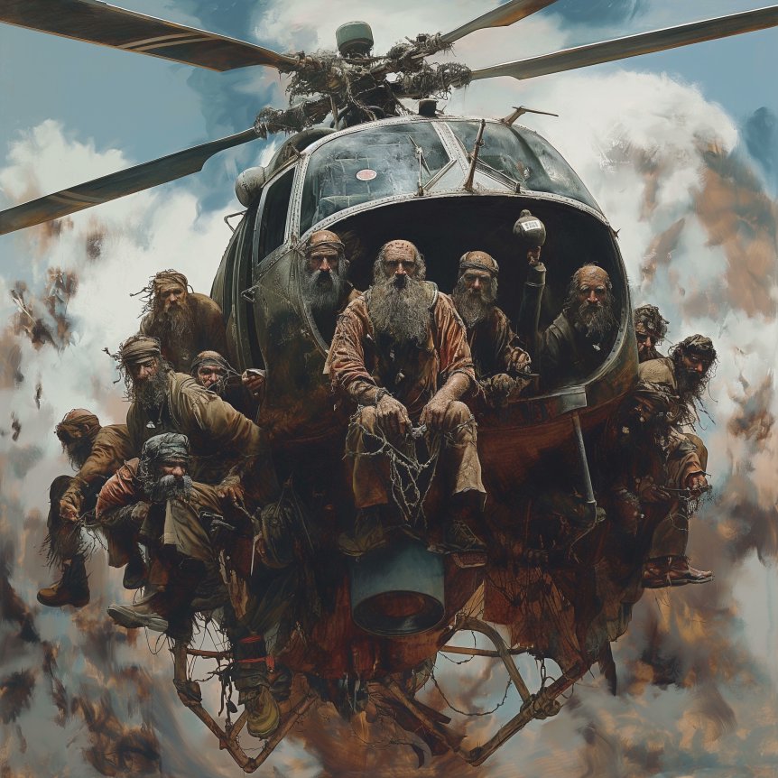 Humans4Israel's tweet image. BREAKING: Following Raisi’s shocking crash, the Iranian government announced a security upgrade to all helicopters. 25 political prisoners will now be strapped to the hull of each military helicopter. “At least I’ll get some fresh air,” jailed activist, Hamed Fakhrizadeh, joked.