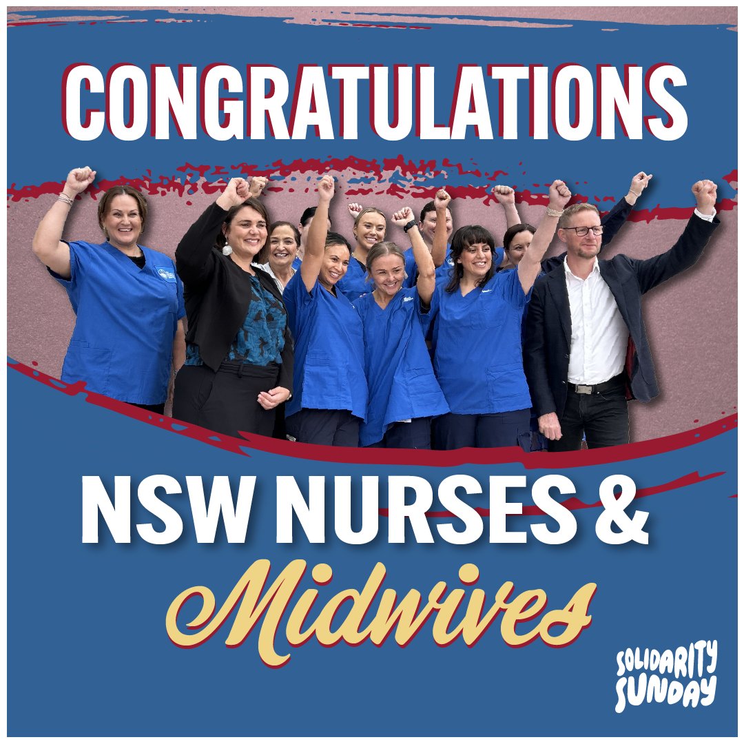 Congratulations to @nswnma nurses on your inspiring campaign for patient safety and health justice. It's time to make safe nurse-to-patient ratios a reality for nurses across the world! 🌏 #SolidaritySunday