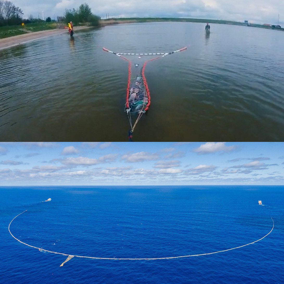 Scale model testing (exactly 3 years ago) vs our ocean cleanup system today