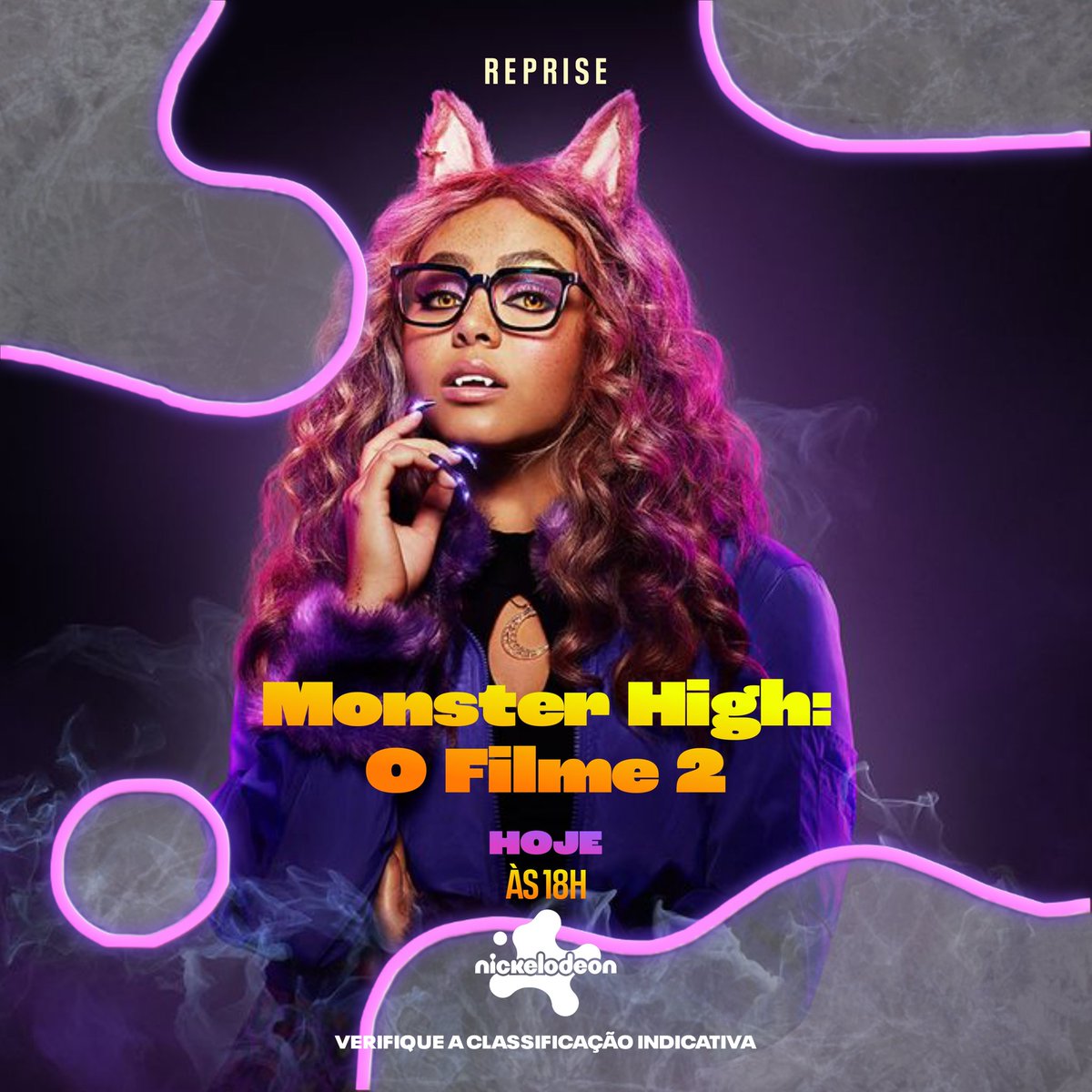 👾🎬 Atenção, fãs de Monster High! Hoje, às 18h, reprise de 'Monster High 2' na Nickelodeon! 🎉 Não percam nossos monstros favoritos em novos desafios sobrenaturais. Também disponível no @ParamountPlusBr! 🧛‍♀️🧟‍♂️ #MonsterHigh2 #Nickelodeon #ParamountPlus