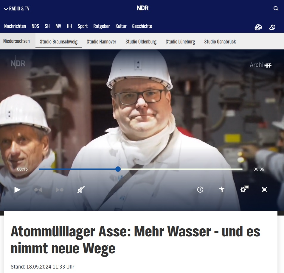 Das Atomdesaster in der Asse schreibt ein neues Kapitel.

Der Wassereintritt in das Atommülllager Asse im Landkreis Wolfenbüttel  hat sich offenbar beschleunigt. Salzlösung dringt nun auch in tiefere Schichten vor. In der Nähe lagern radioaktive Abfälle.

ndr.de/nachrichten/ni…