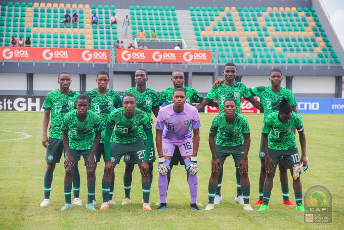 Result: Nigeria U17 🇳🇬  1-0 Niger 🇳🇪 

Ten-man Golden Eaglets laboured to a nervy 1-0 win over Niger to claim their first win at the ongoing #WAFUBU17 tournament in Ghana.

#YourSportsMemo