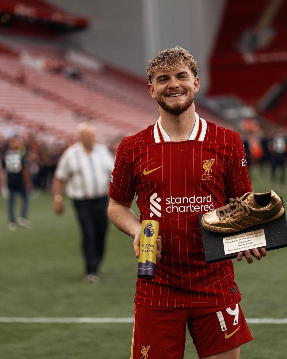 Harvey Elliott with Liverpool’s Young Player of the Season Award.

The sky is the limit 💫