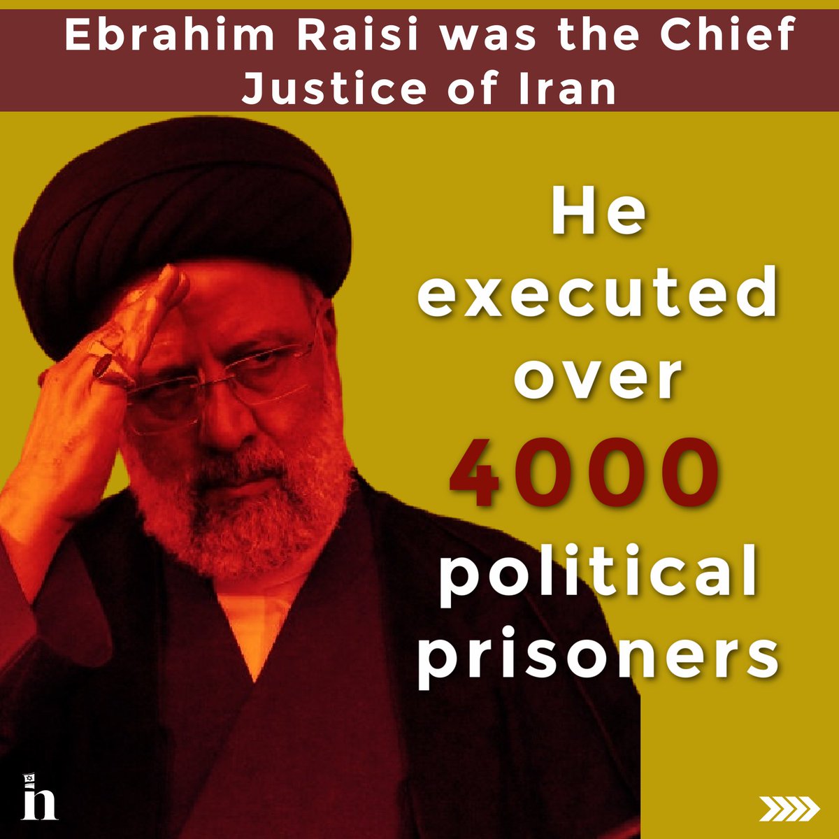 The President of Iran, Ebrahim Raisi is missing after being in a helicopter crash. His nickname is 'The Butcher'. When he was the Chief of Justice in Iran, he ordered the execution of over 4000 Iranian political prisoners. He has blood on his hands. #Iran